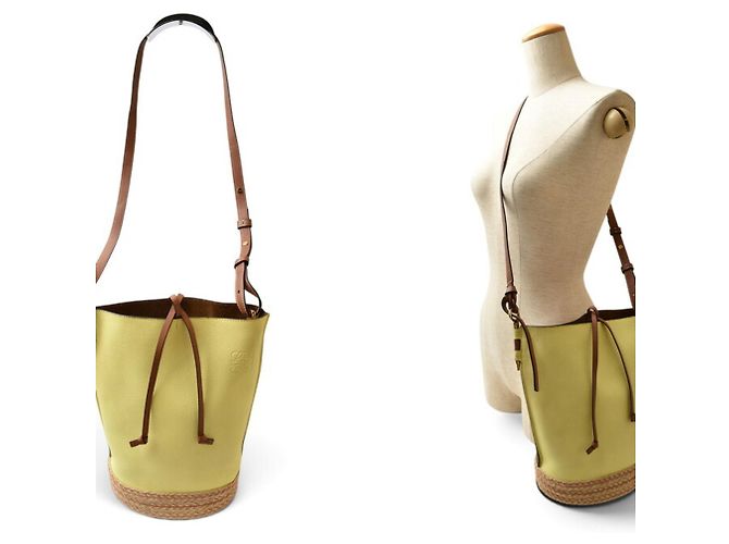 Bolsa Bucket Loewe Gate Marrom Amarelo - vista 3
