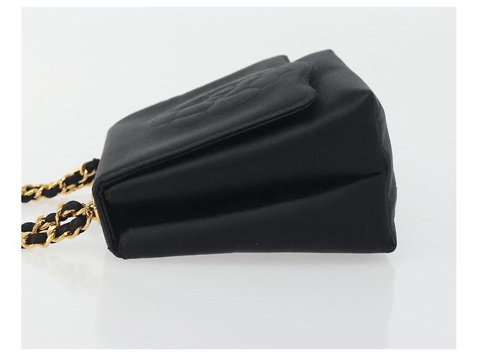 Chanel Vintage Camellia Flap Satin Mini Noir - vue 4