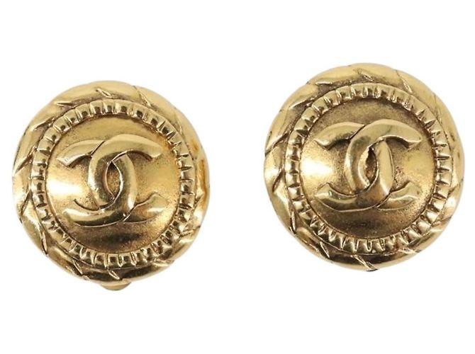 Chanel Vintage CC Round Clip-On Metal Small D'oro - vista 2