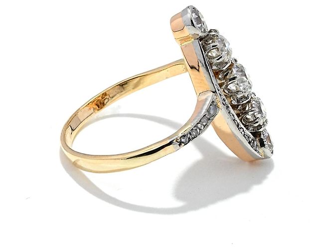 Autre Marque Antiker Jugendstil Diamantring Gold 585/14K 0,75 ct G SI–VS1 Altschliff Gr. 53 - Ansicht 5