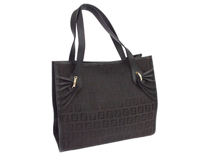 Fendi Vintage Zucchino Canvas Medium Schwarz - Ansicht 2