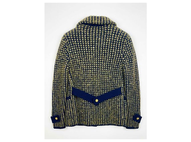 Giacca Chanel Tweed Moscow Blu Navy e Oro D'oro Blu scuro - vue 2