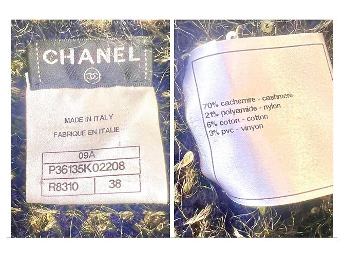 Giacca Chanel Tweed Moscow Blu Navy e Oro D'oro Blu scuro - vue 7