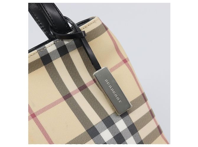 Bolso de mano BURBERRY Nova Check PVC Beige Silver Auth 205321 Plata - vista 11