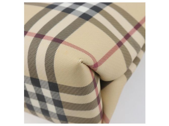 Bolso de mano BURBERRY Nova Check PVC Beige Silver Auth 205321 Plata - vista 16