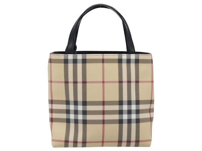 Bolso de mano BURBERRY Nova Check PVC Beige Silver Auth 205321 Plata - vista 2