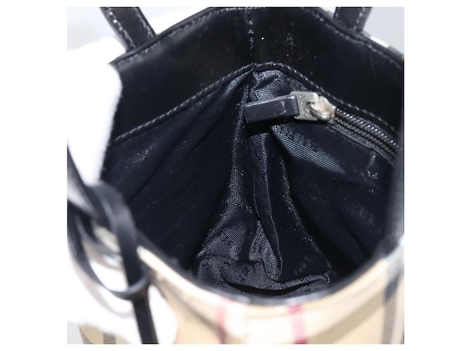 Bolso de mano BURBERRY Nova Check PVC Beige Silver Auth 205321 Plata - vista 20