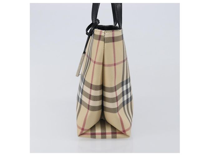 Bolso de mano BURBERRY Nova Check PVC Beige Silver Auth 205321 Plata - vista 3