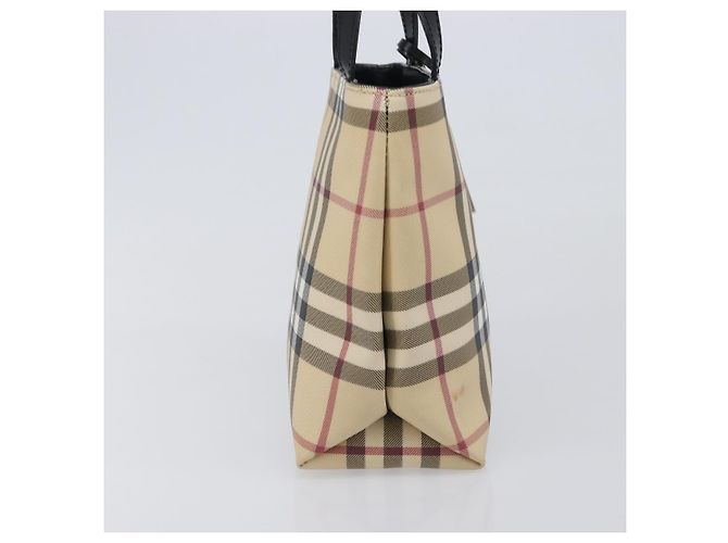 Bolso de mano BURBERRY Nova Check PVC Beige Silver Auth 205321 Plata - vista 4