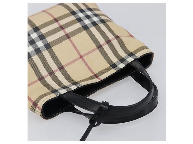 Bolso de mano BURBERRY Nova Check PVC Beige Silver Auth 205321 Plata - vista 6