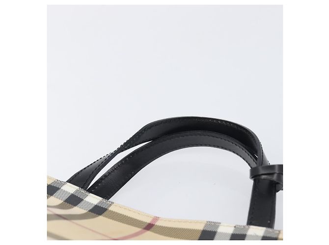 Bolso de mano BURBERRY Nova Check PVC Beige Silver Auth 205321 Plata - vista 8