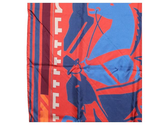 Hermès Pañuelo HERMES Carre 90 "PUZZLE" Seda Naranja Auth 206427M - vista 19