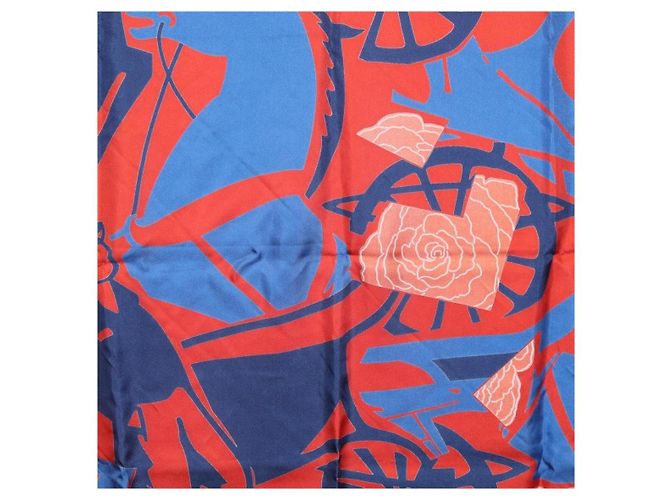 Hermès Pañuelo HERMES Carre 90 "PUZZLE" Seda Naranja Auth 206427M - vista 20