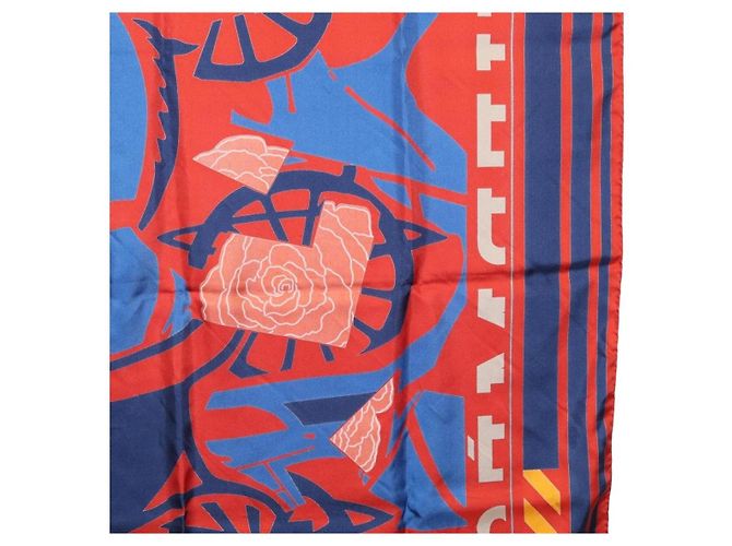 Hermès Pañuelo HERMES Carre 90 "PUZZLE" Seda Naranja Auth 206427M - vista 21