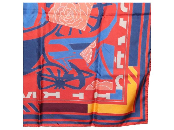 Hermès Pañuelo HERMES Carre 90 "PUZZLE" Seda Naranja Auth 206427M - vista 24