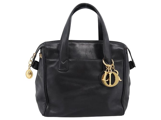 Borsa Christian Dior in pelle nera e oro Auth 205255A - vista 13