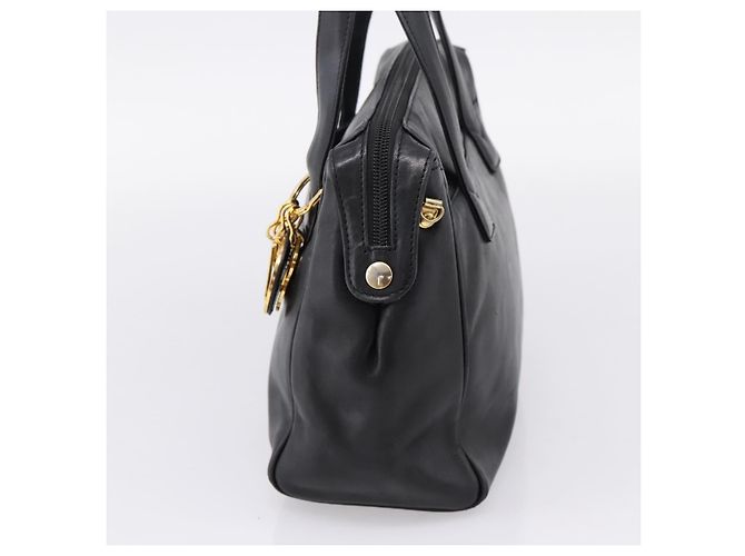 Borsa Christian Dior in pelle nera e oro Auth 205255A - vista 4