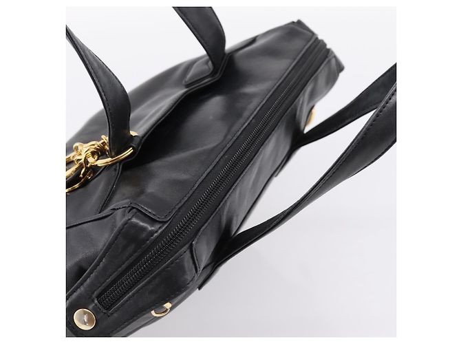 Borsa Christian Dior in pelle nera e oro Auth 205255A - vista 6