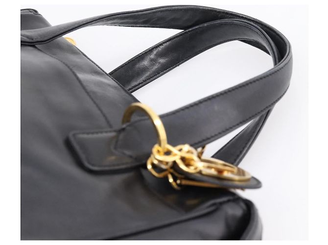 Borsa Christian Dior in pelle nera e oro Auth 205255A - vista 8