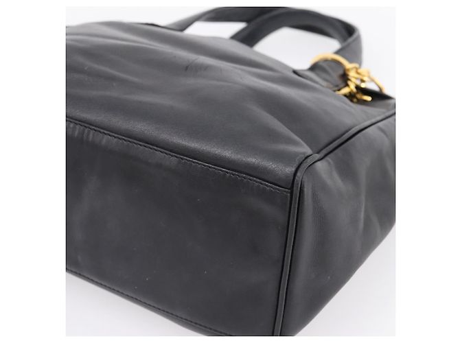 Borsa Christian Dior in pelle nera e oro Auth 205255A - vista 9