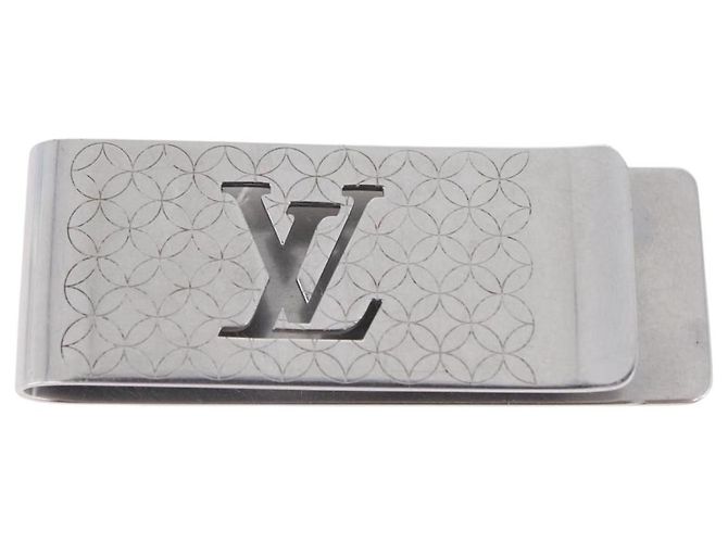 LOUIS VUITTON Bill Clip Money Clip metallo Silver LV Auth 206944 - vista 2