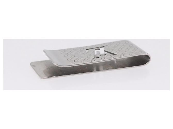 LOUIS VUITTON Bill Clip Money Clip metallo Silver LV Auth 206944 - vista 6