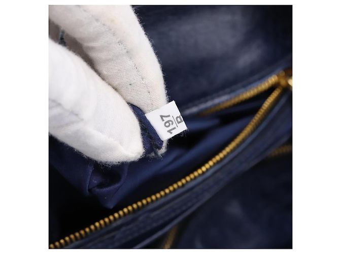 Sac Tote Miu Miu en Cuir 2 voies Navy Gold Auth fm5470V Doré Bleu Marine - vue 12