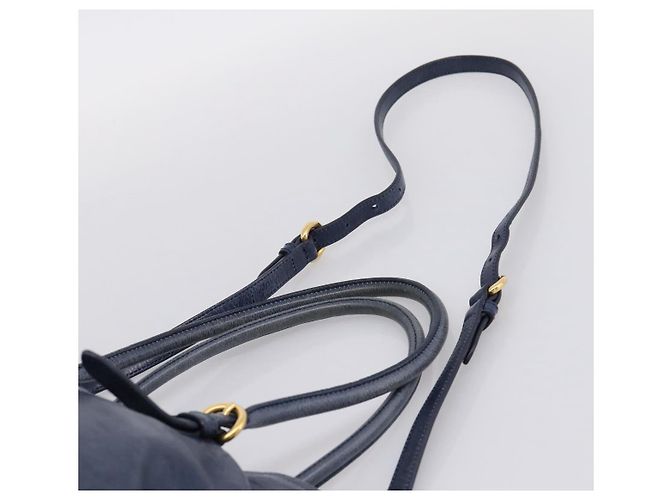 Sac Tote Miu Miu en Cuir 2 voies Navy Gold Auth fm5470V Doré Bleu Marine - vue 14