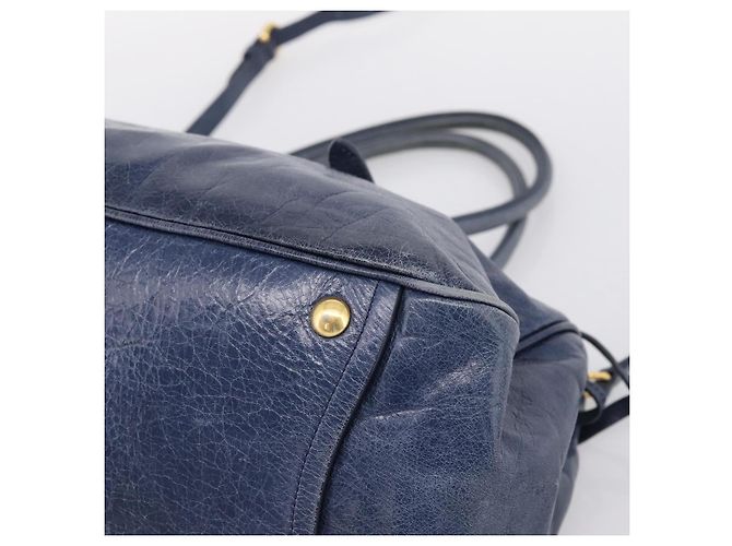 Sac Tote Miu Miu en Cuir 2 voies Navy Gold Auth fm5470V Doré Bleu Marine - vue 15