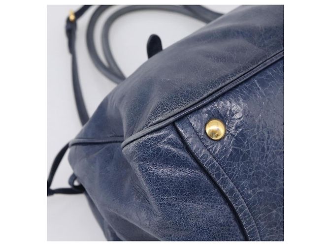 Sac Tote Miu Miu en Cuir 2 voies Navy Gold Auth fm5470V Doré Bleu Marine - vue 16