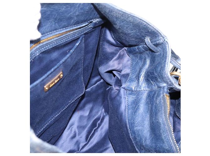 Sac Tote Miu Miu en Cuir 2 voies Navy Gold Auth fm5470V Doré Bleu Marine - vue 20