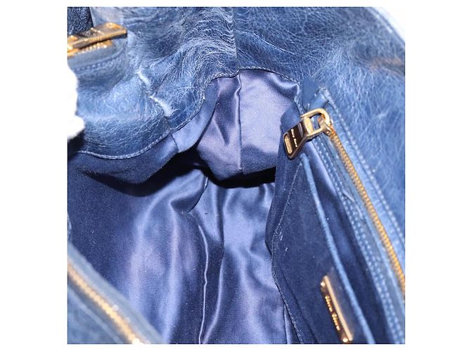 Sac Tote Miu Miu en Cuir 2 voies Navy Gold Auth fm5470V Doré Bleu Marine - vue 21
