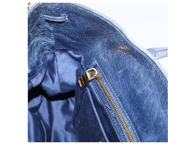 Sac Tote Miu Miu en Cuir 2 voies Navy Gold Auth fm5470V Doré Bleu Marine - vue 22
