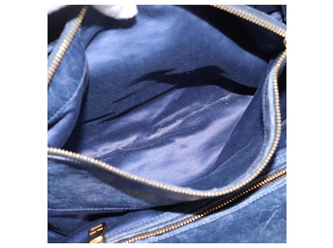 Sac Tote Miu Miu en Cuir 2 voies Navy Gold Auth fm5470V Doré Bleu Marine - vue 25