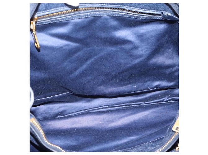 Sac Tote Miu Miu en Cuir 2 voies Navy Gold Auth fm5470V Doré Bleu Marine - vue 26