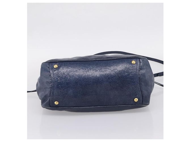 Sac Tote Miu Miu en Cuir 2 voies Navy Gold Auth fm5470V Doré Bleu Marine - vue 5