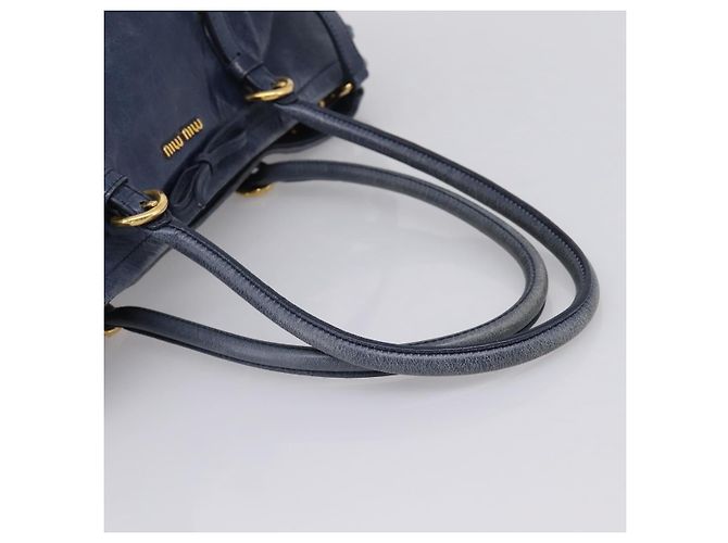 Sac Tote Miu Miu en Cuir 2 voies Navy Gold Auth fm5470V Doré Bleu Marine - vue 7