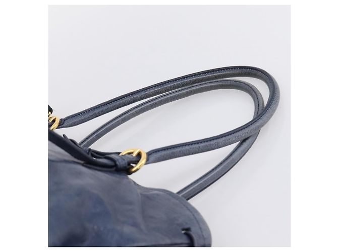 Sac Tote Miu Miu en Cuir 2 voies Navy Gold Auth fm5470V Doré Bleu Marine - vue 8