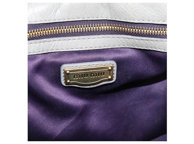 Miu Miu Matelassé Handtasche Leder 2way Grau Gold Auth 167719M Braun Golden - Ansicht 20