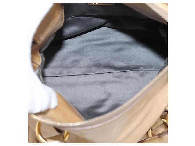 Borsa a mano Miu Miu con fiocco laterale in pelle 2way Beige Gold Auth am12726V - vista 11