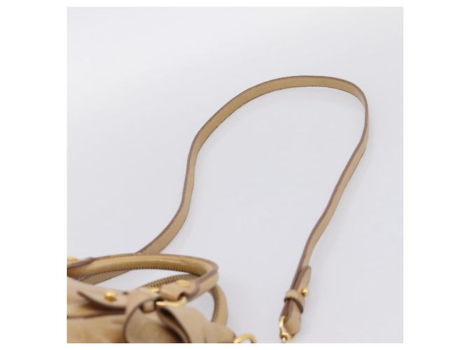Borsa a mano Miu Miu con fiocco laterale in pelle 2way Beige Gold Auth am12726V - vista 15