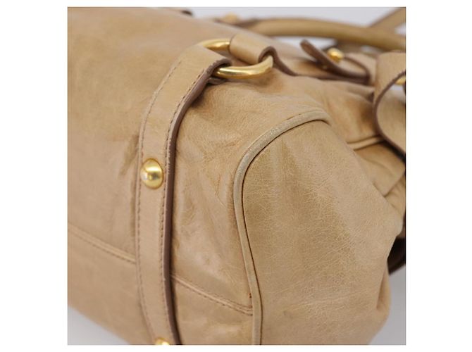 Borsa a mano Miu Miu con fiocco laterale in pelle 2way Beige Gold Auth am12726V - vista 16