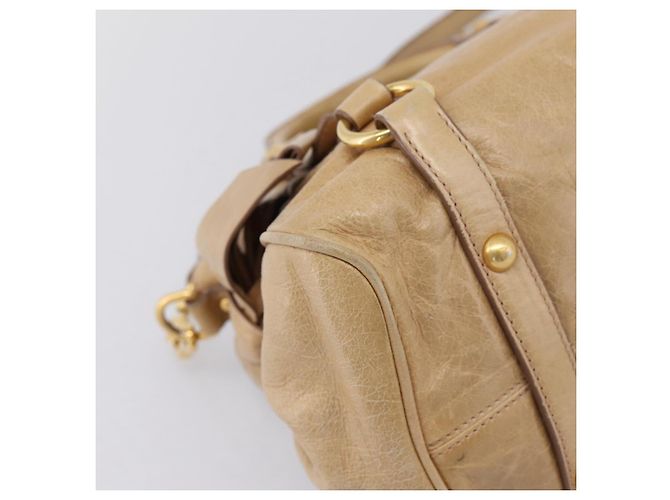 Borsa a mano Miu Miu con fiocco laterale in pelle 2way Beige Gold Auth am12726V - vista 17