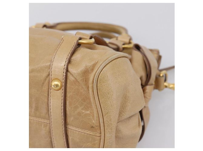 Borsa a mano Miu Miu con fiocco laterale in pelle 2way Beige Gold Auth am12726V - vista 18