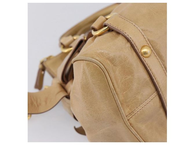 Borsa a mano Miu Miu con fiocco laterale in pelle 2way Beige Gold Auth am12726V - vista 19