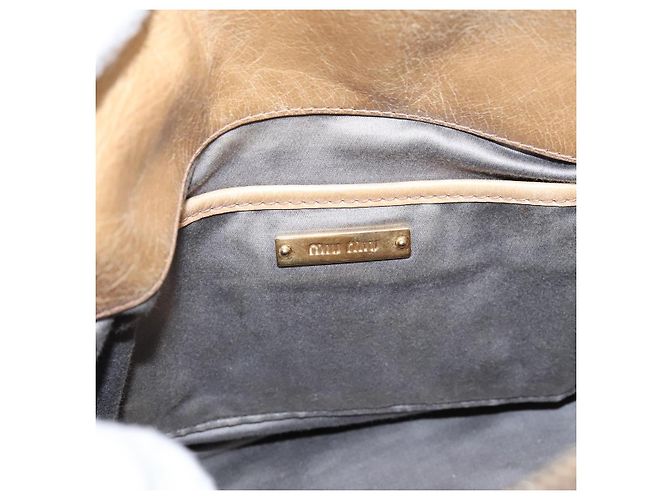 Borsa a mano Miu Miu con fiocco laterale in pelle 2way Beige Gold Auth am12726V - vista 21