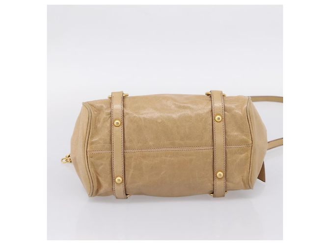 Borsa a mano Miu Miu con fiocco laterale in pelle 2way Beige Gold Auth am12726V - vista 5