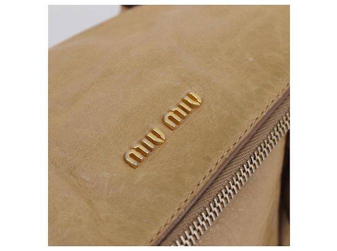 Borsa a mano Miu Miu con fiocco laterale in pelle 2way Beige Gold Auth am12726V - vista 7