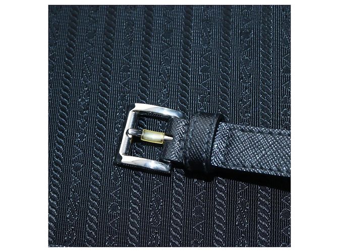 Baule PRADA pelle Saffiano Black Silver Auth 206701V Nero Argento - vista 10