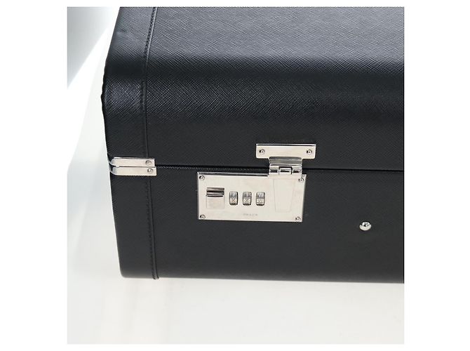 Baule PRADA pelle Saffiano Black Silver Auth 206701V Nero Argento - vista 14